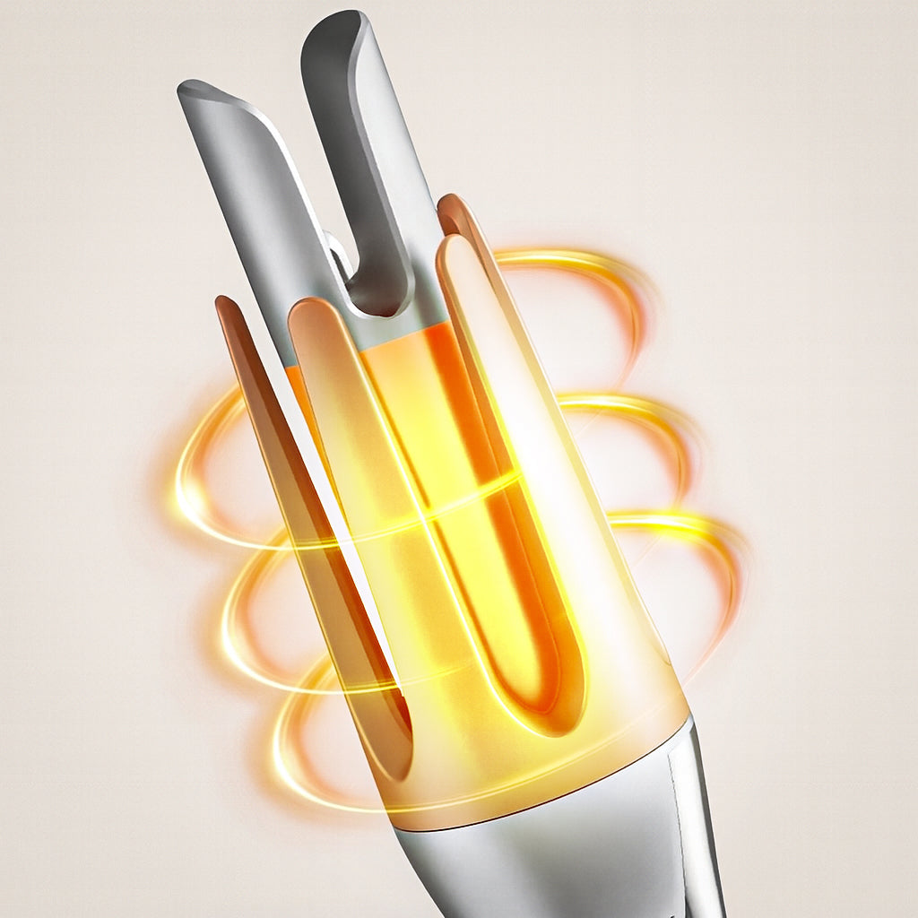 Close-up of a curler with glowing elements on a light background